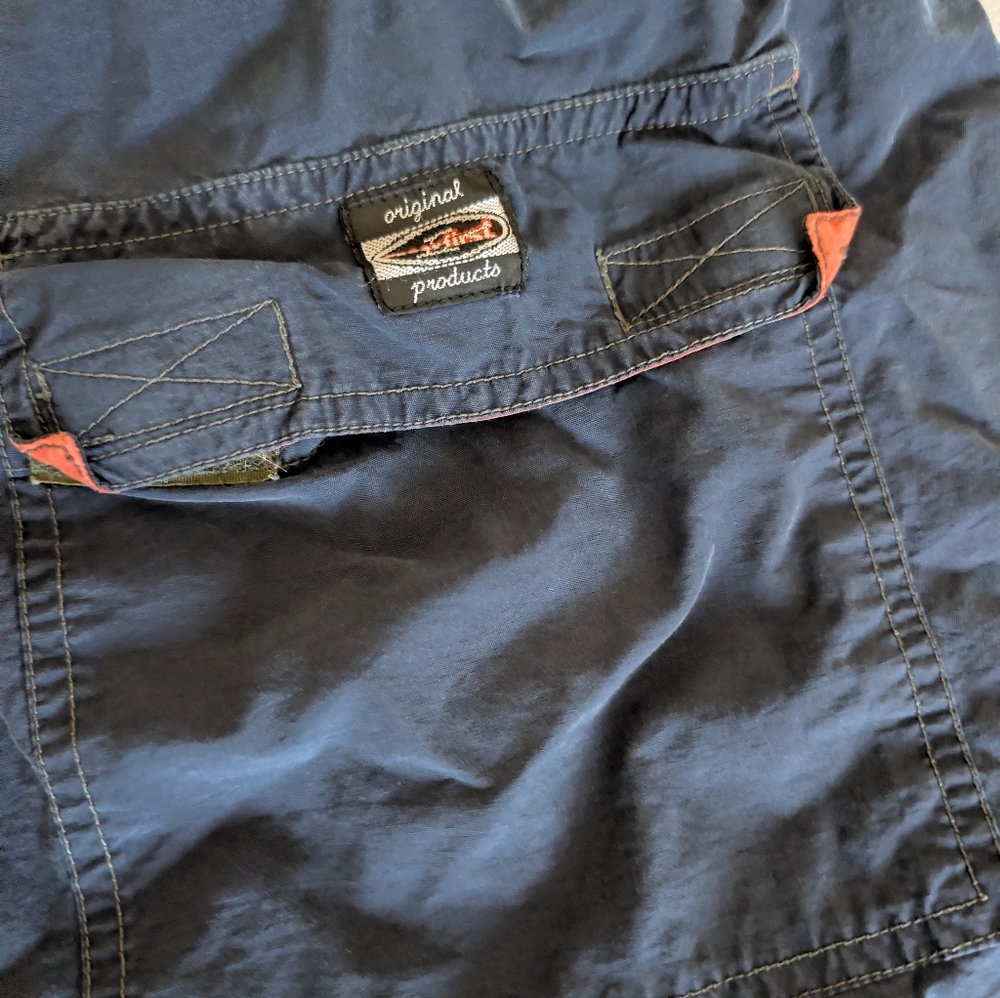 Wear First Men's Vintage Y2K Navy Blue Cotton Nylon Utility Cargo Shorts Sz M image 8